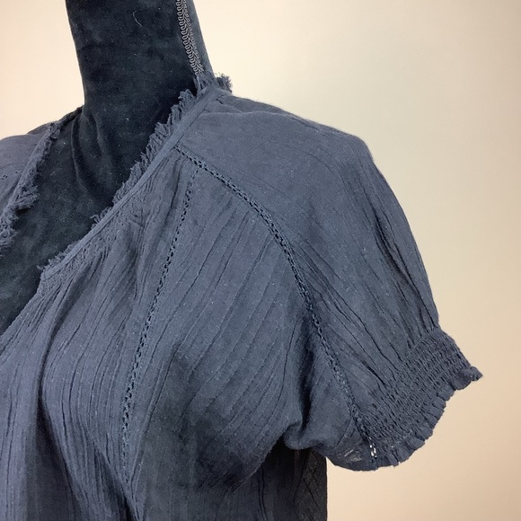 ARITZIA GOLDEN TNA COTTON BOHO BLACK BLOUSE - Picture 3 of 8